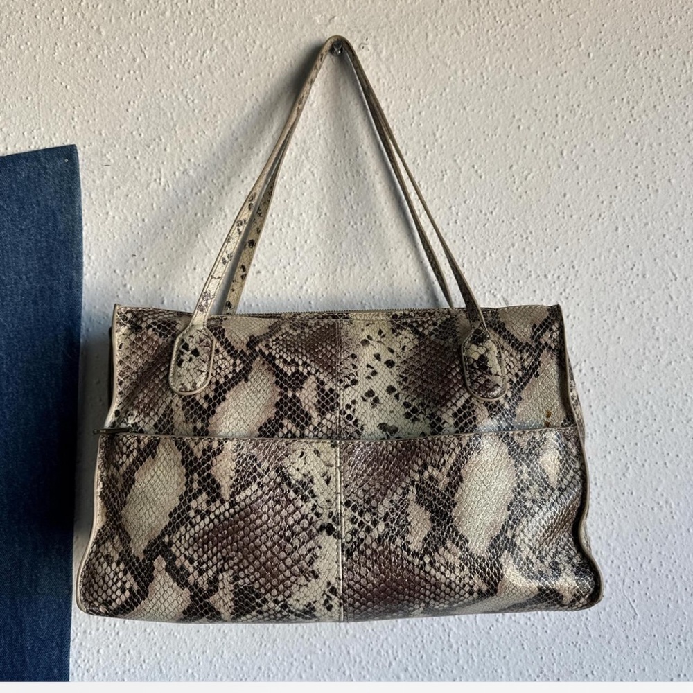 HOBO Brown and Black Shoulder Bag with Snakeskin Pattern